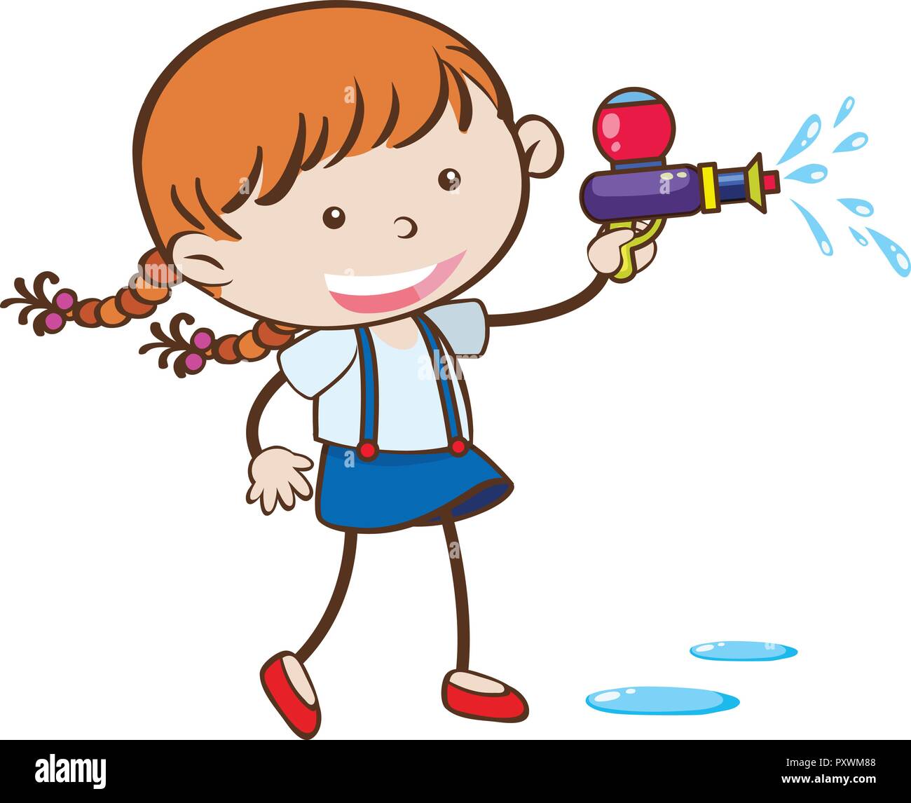 A Girl Playing Water Gun illustration Stock Vector Image & Art Alamy