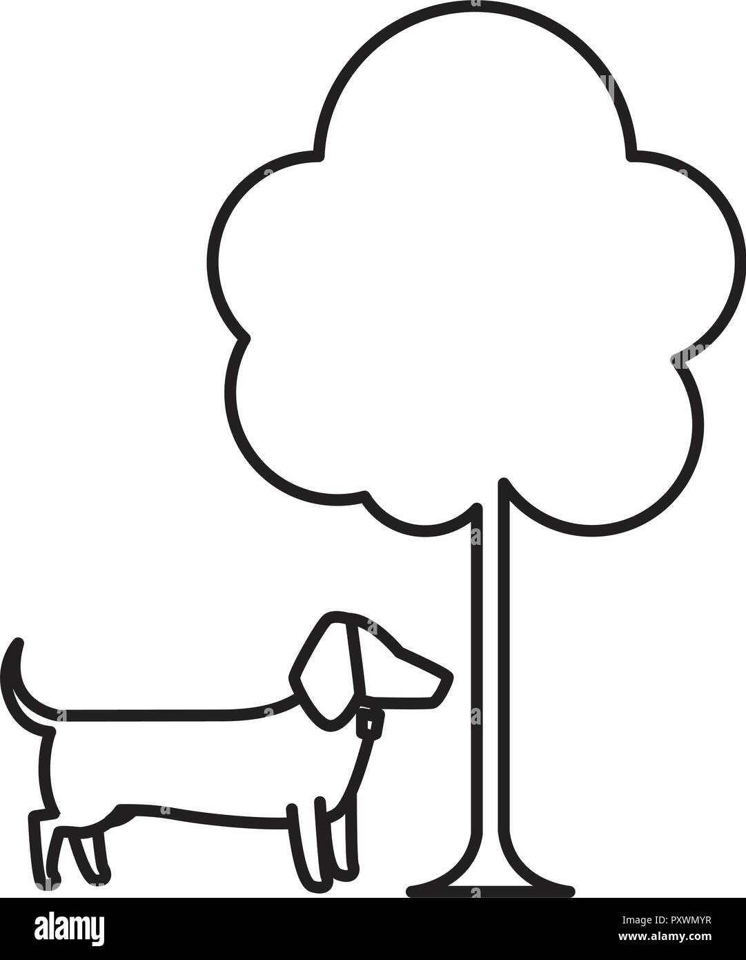 dog and tree over white background, vector illustration Stock Vector ...