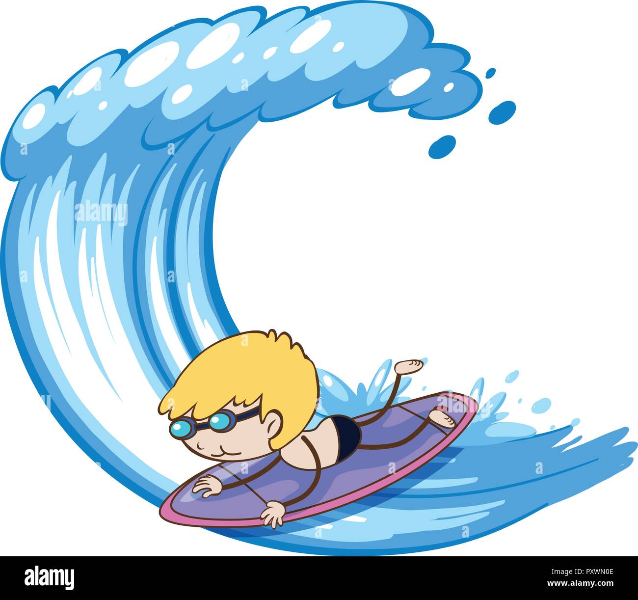 Surfer Boy on White Background illustration Stock Vector Image & Art ...