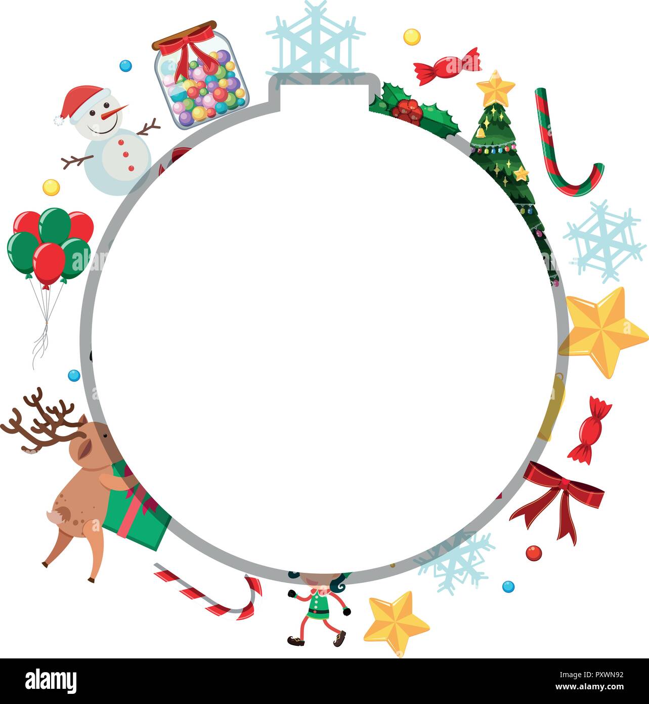 Border template with snowman and reindeer illustration Stock Vector ...