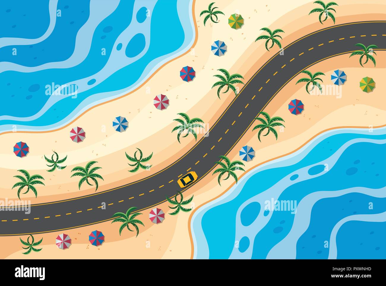 Aerial view of beach and road illustration Stock Vector Image & Art - Alamy