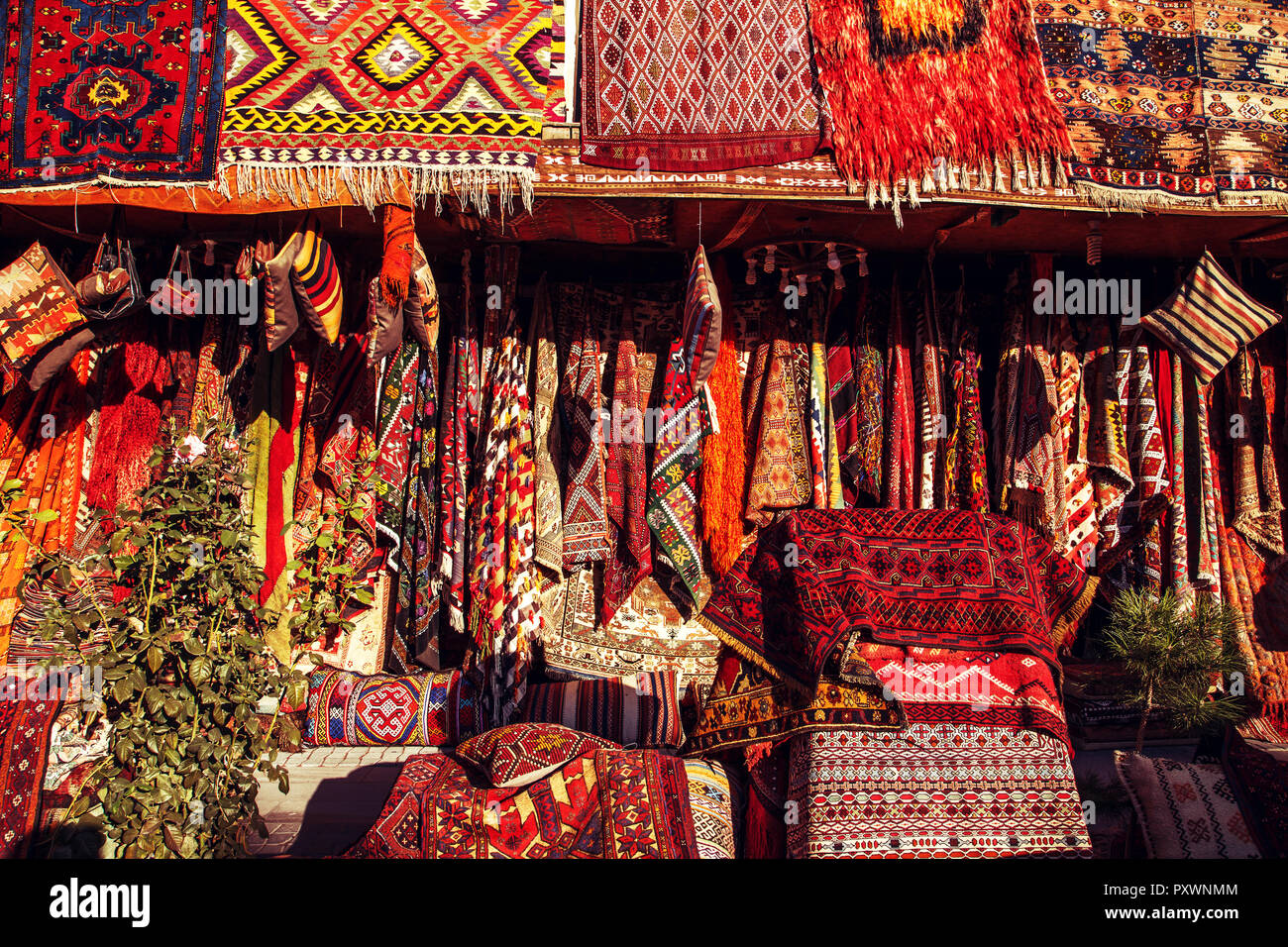 Amazing traditional handmade turkish carpets in souvenir shop