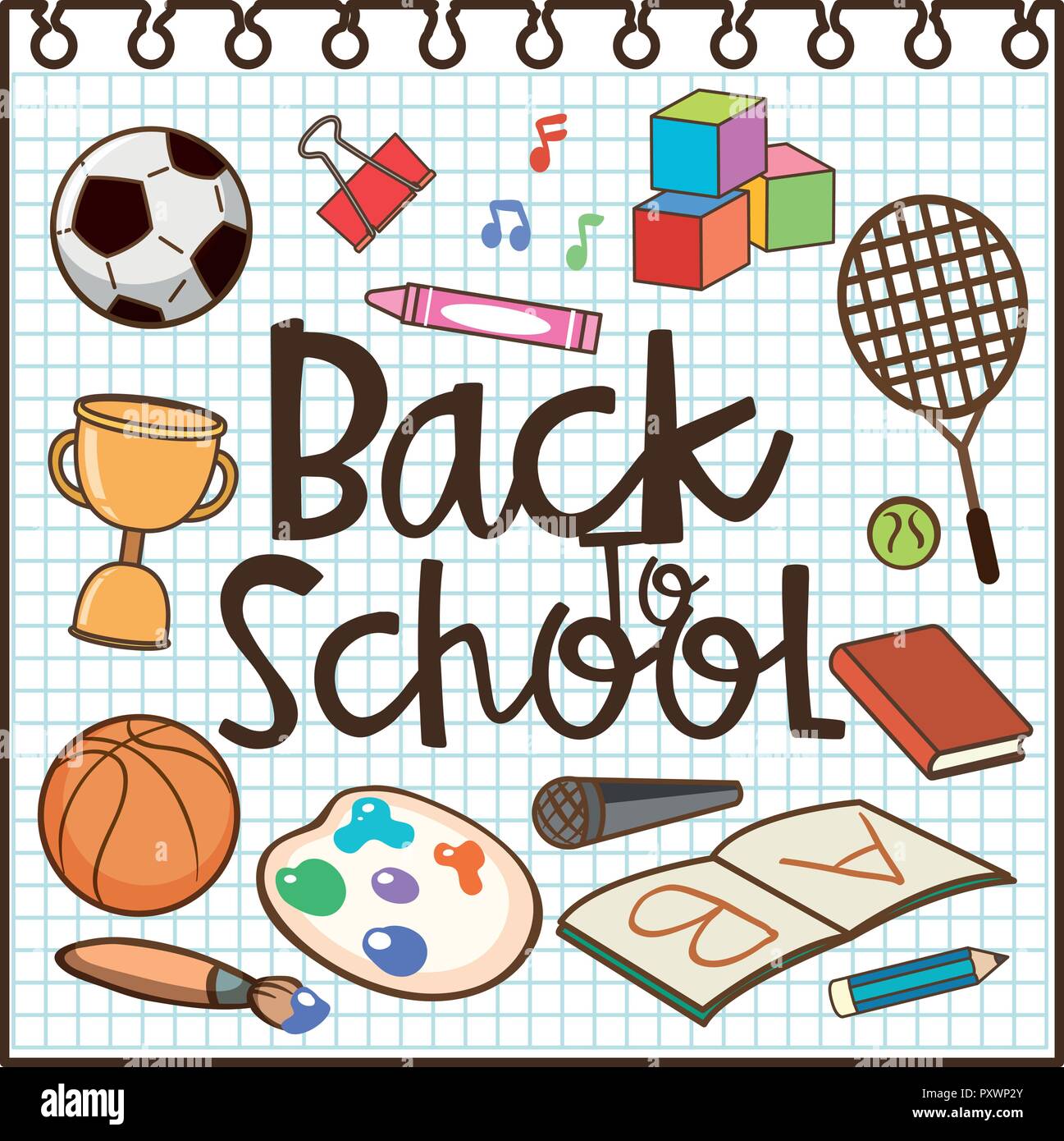 An Essential School Equiptment Template illustration Stock Vector