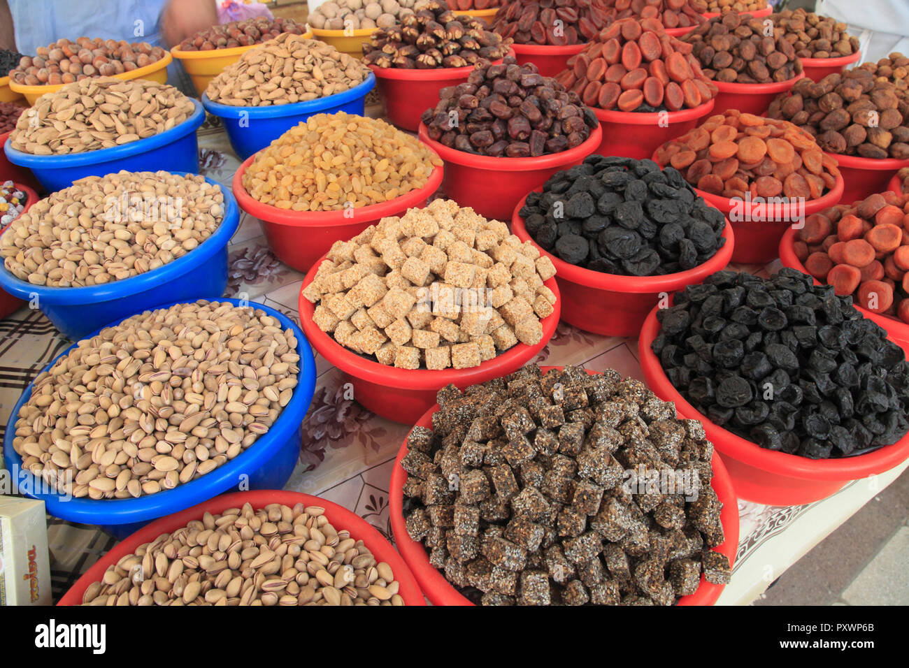 Uzbekistan; Bukhara; market, food, nuts, dried fruit Stock Photo Alamy