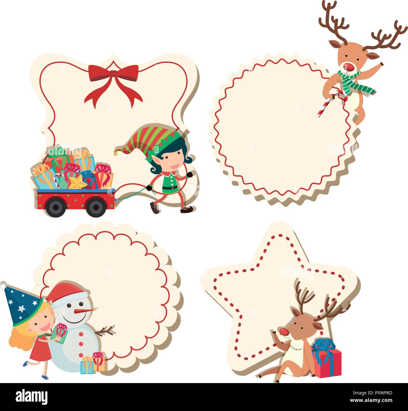 Four labels with christmas theme illustration Stock Vector
