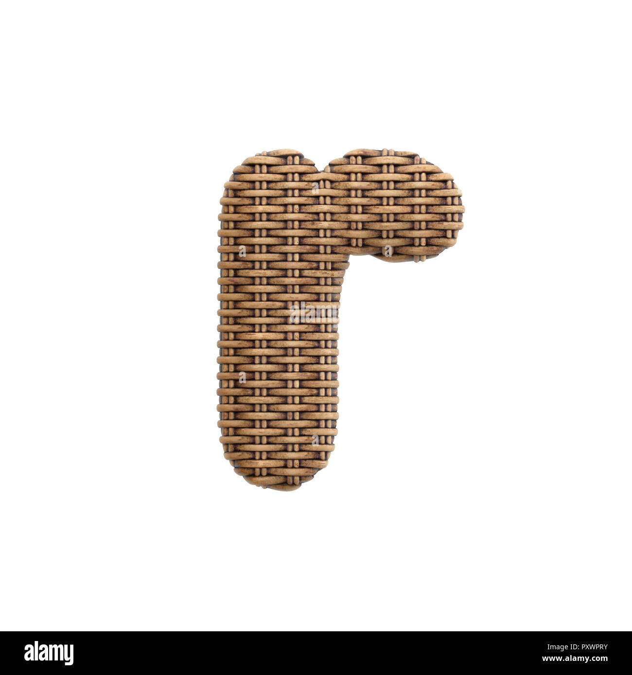 Wicker letter R. Small 3d rattan font isolated on white background ...