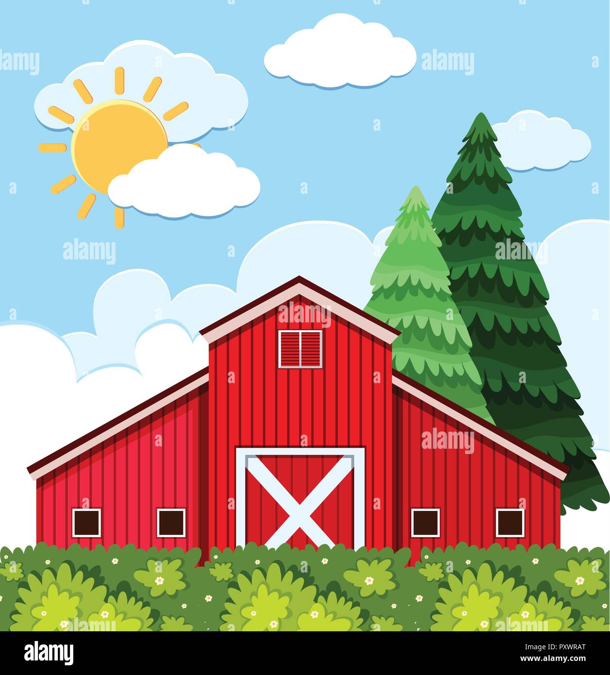 Big barn at day time illustration Stock Vector Image & Art - Alamy