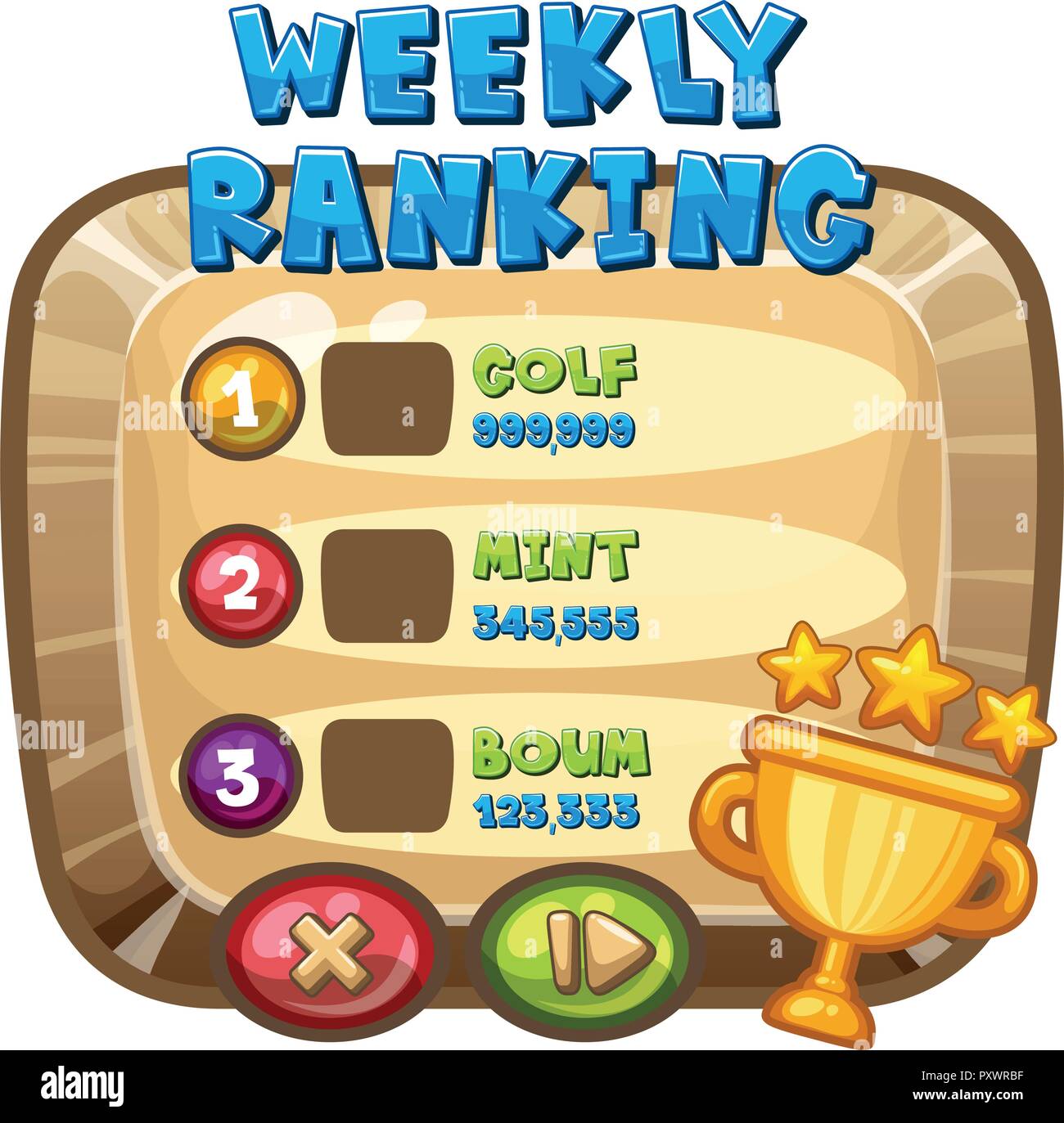 Weekly ranking template on computer game illustration Stock Vector ...