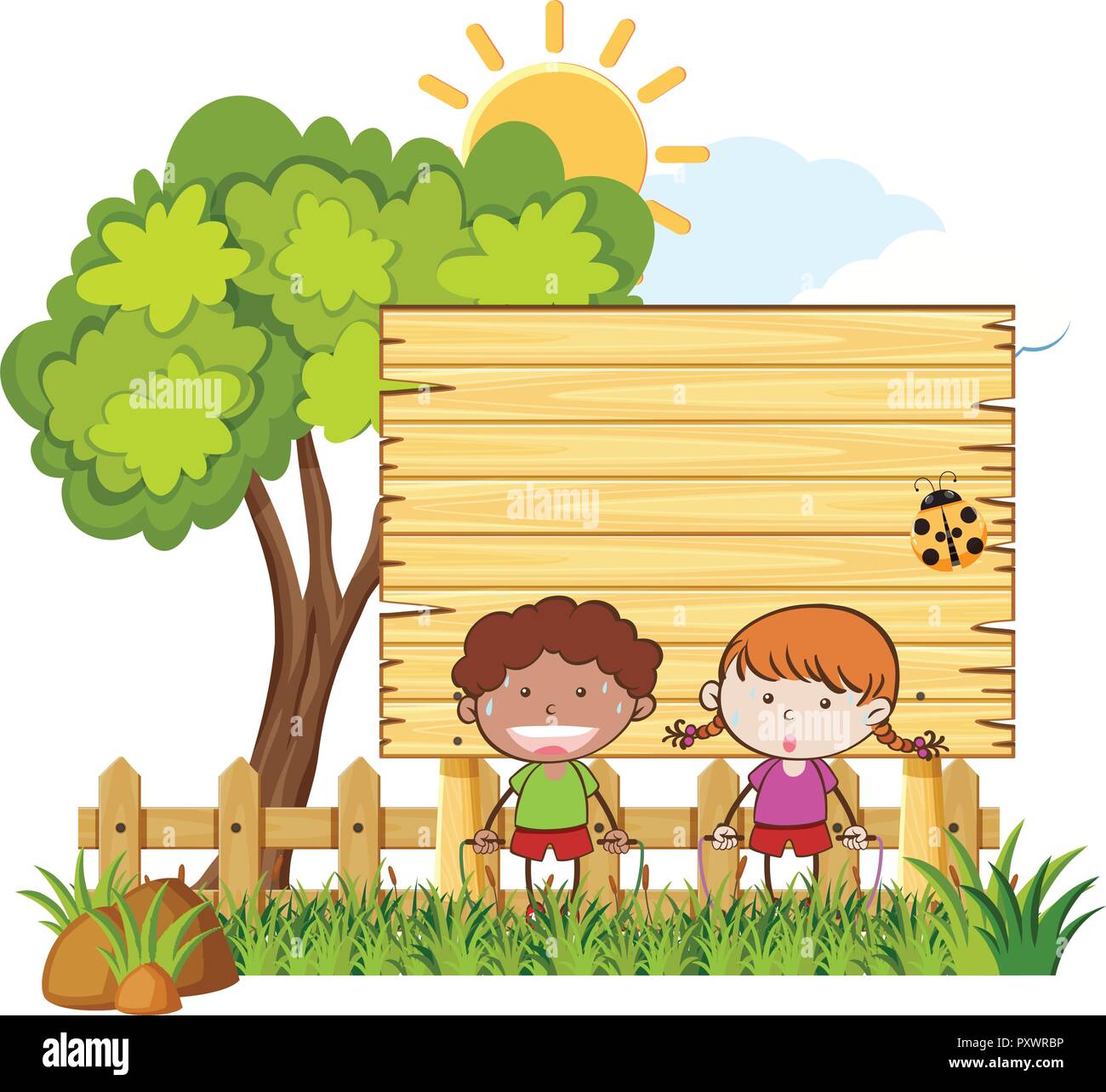 Jumping playing happy kids Stock Vector Images - Alamy