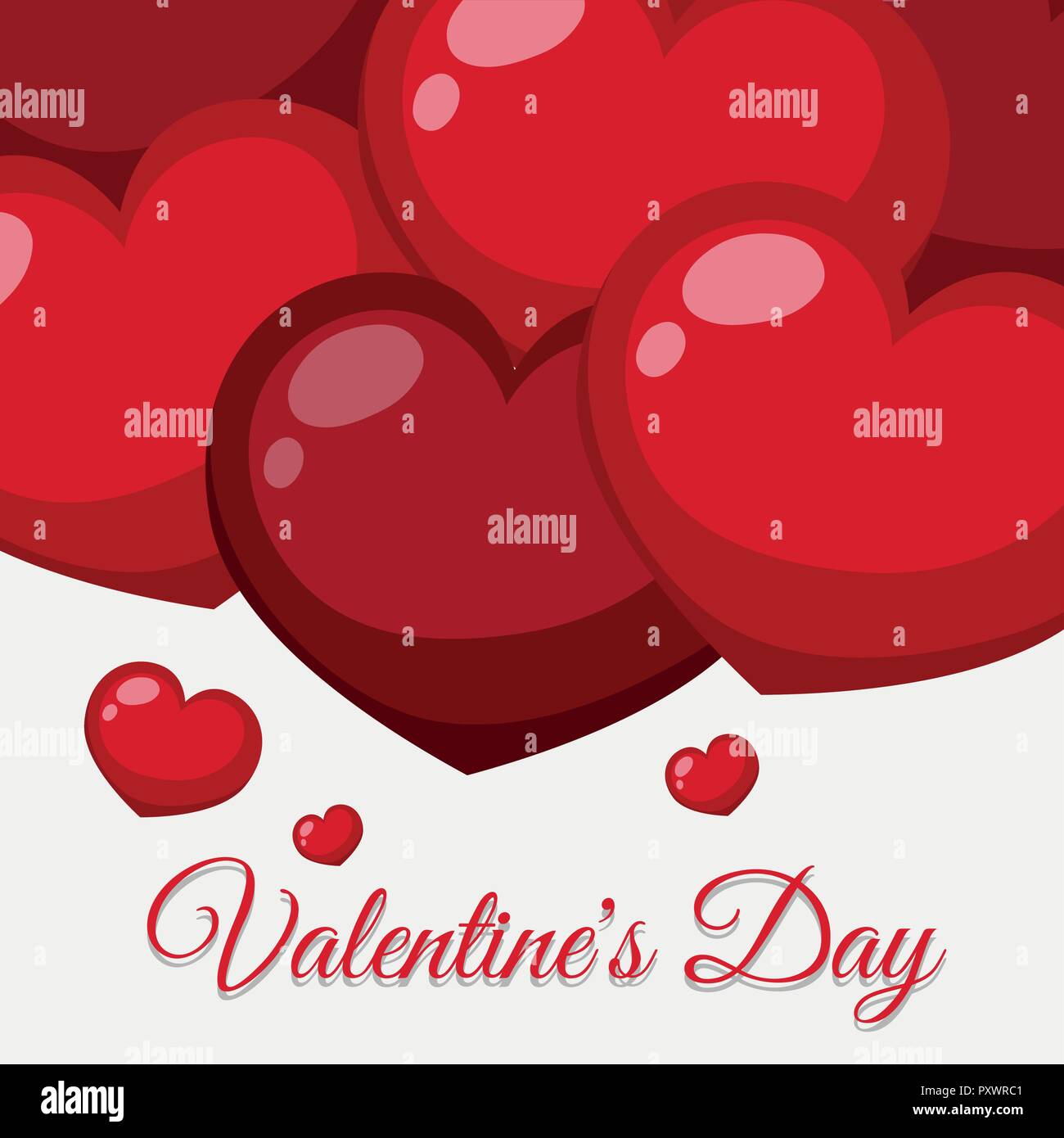 Valentine card template with red shiny hearts illustration Stock Vector ...