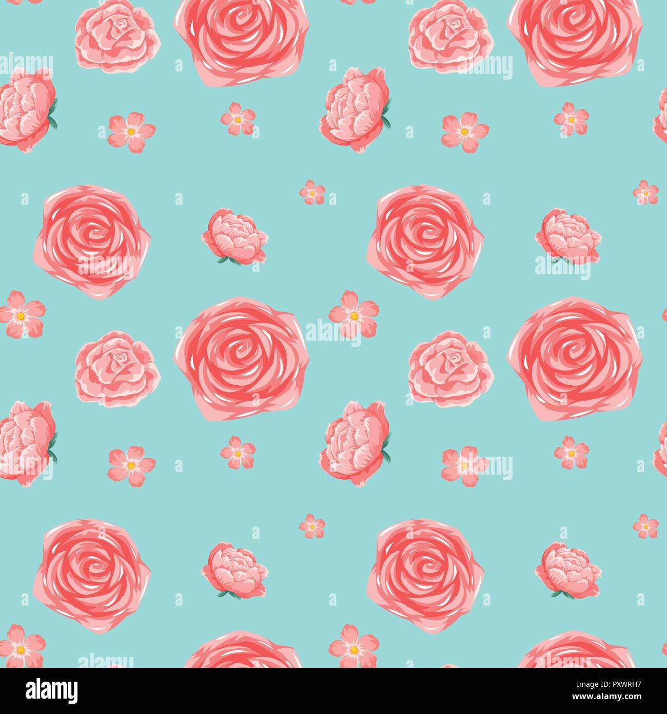 Seamless background template with pink roses illustration Stock Vector ...