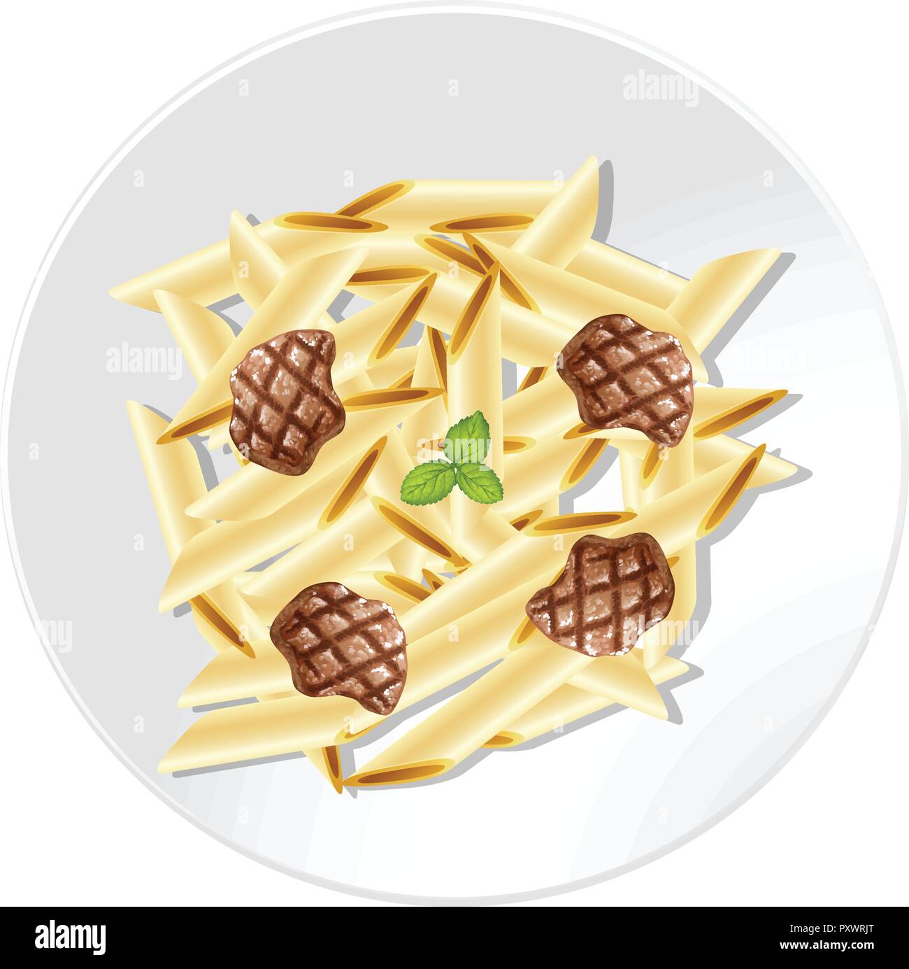 Penne Pasta with Beef Sauce illustration Stock Vector