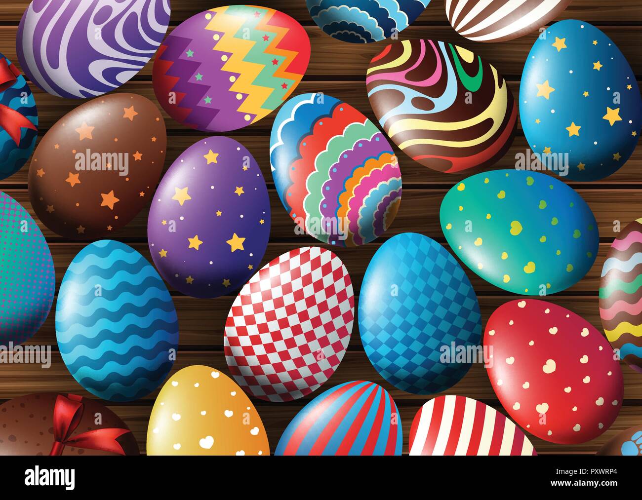 Background Design With Decorated Eggs Illustration Stock Vector