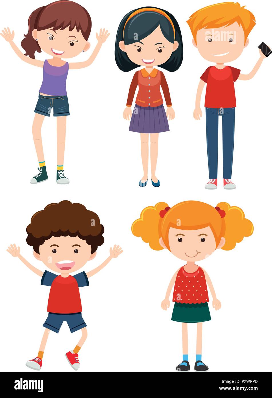 Boys and girls with happy face illustration Stock Vector Image & Art ...