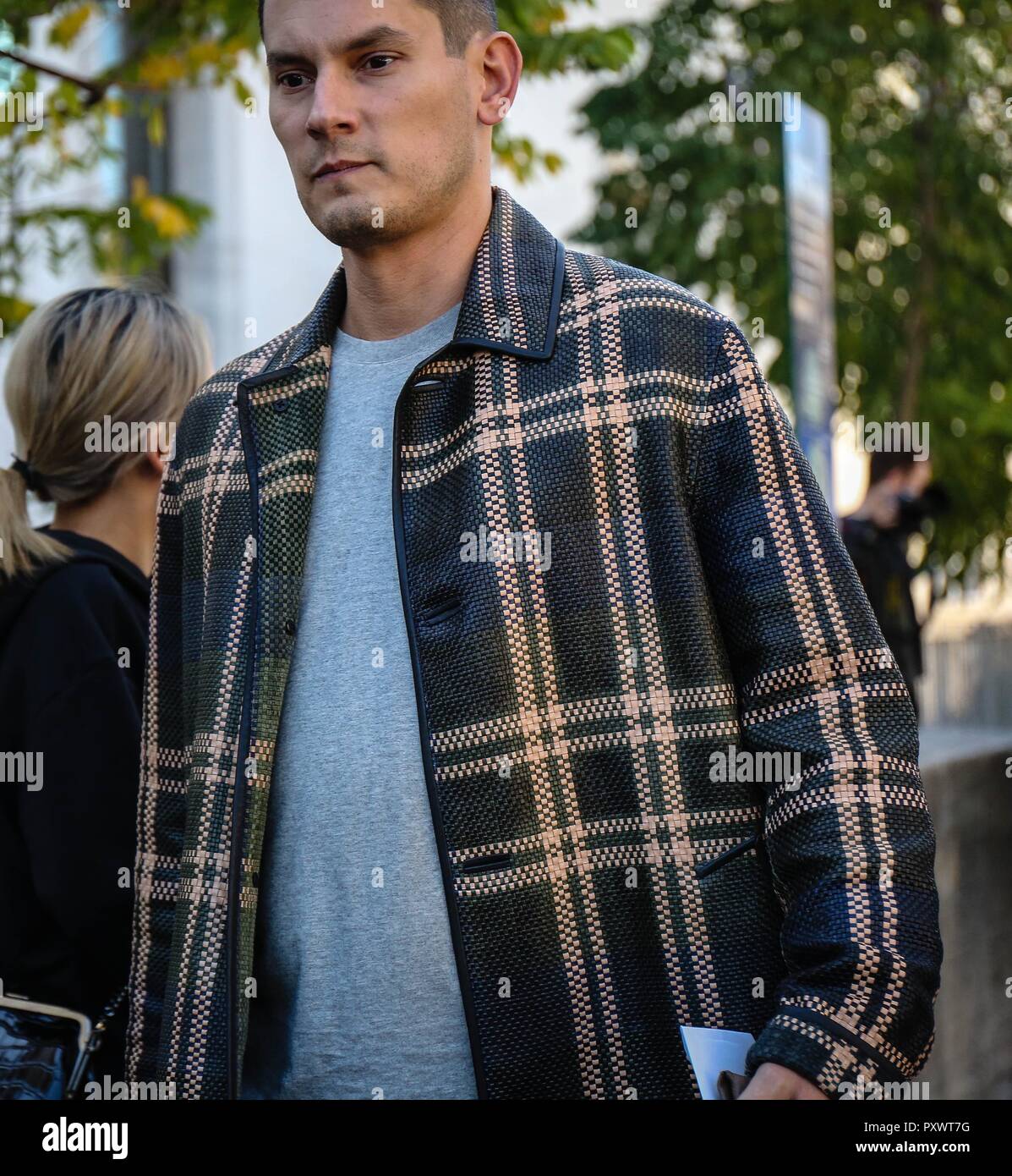 PARIS, France- September 26 2018: Men on the street during the Paris Fashion Week. Stock Photo