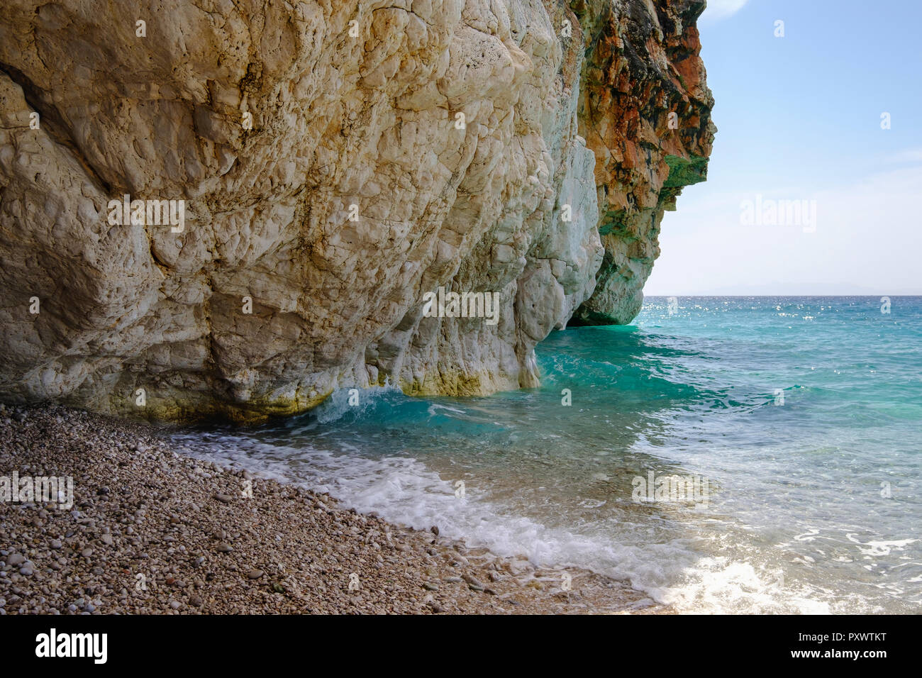 Albania, Ionean sea, Albanian Riviera, rock on the beach of Gjipe Stock Photo