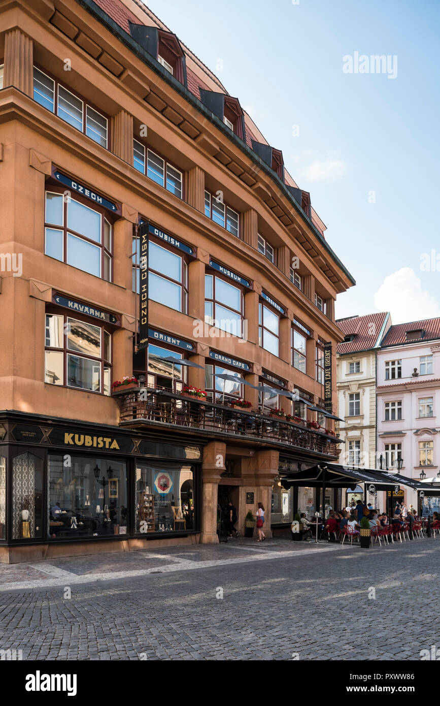 Prague. Czech Republic. House of the Black Madonna, Cubist building designed by Josef Gočár 1911–1912. The building houses the Czech Museum of Cubism  Stock Photo