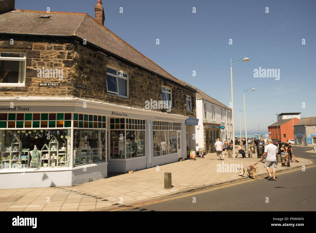 Seahouses town centre, Northumberland, England Stock Photo