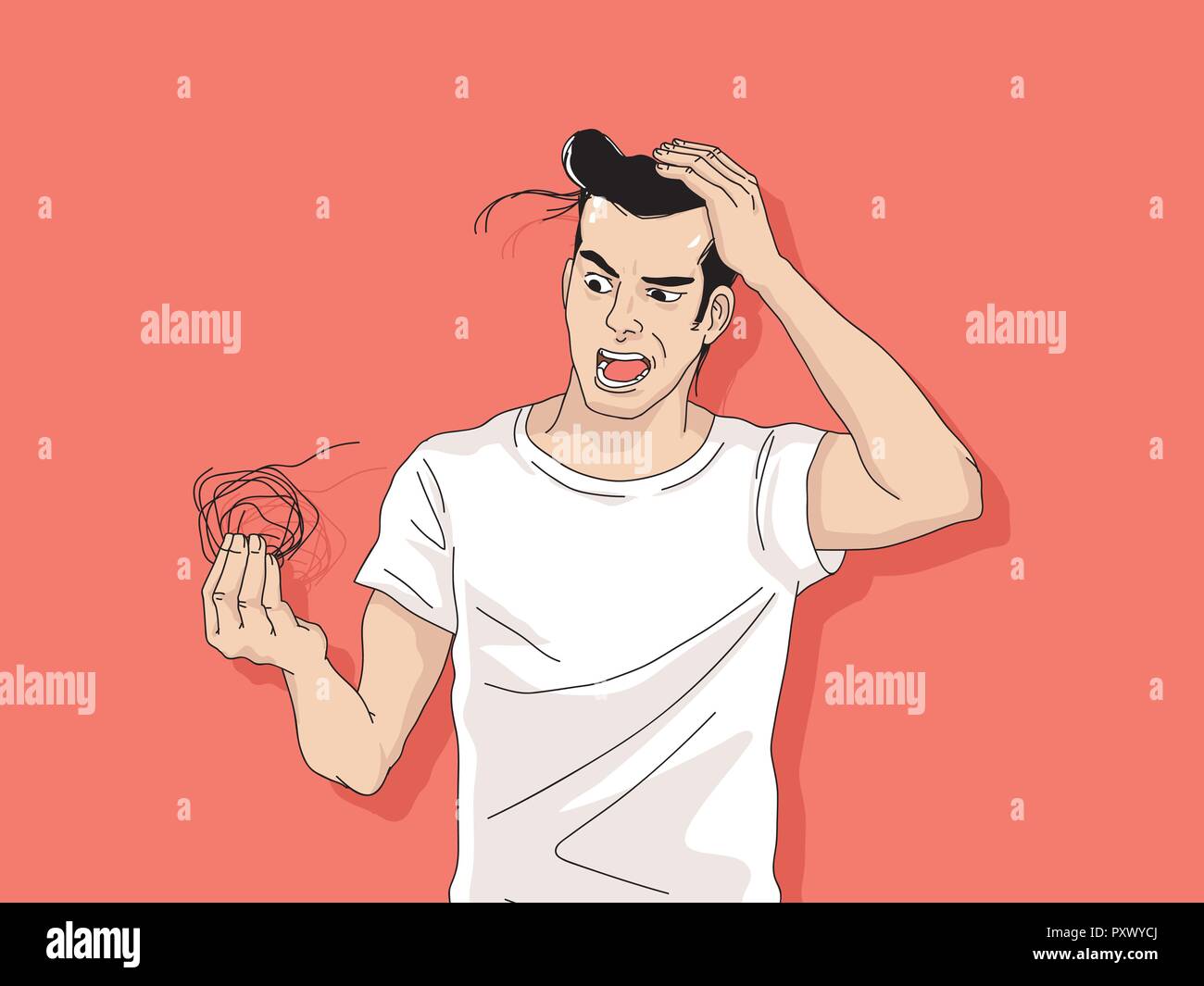 Vector Hair Loss Cartoon Young Man And Woman Serious Hair Loss Vector Hair Loss Cartoon Young Man And Woman Serious Hair Loss