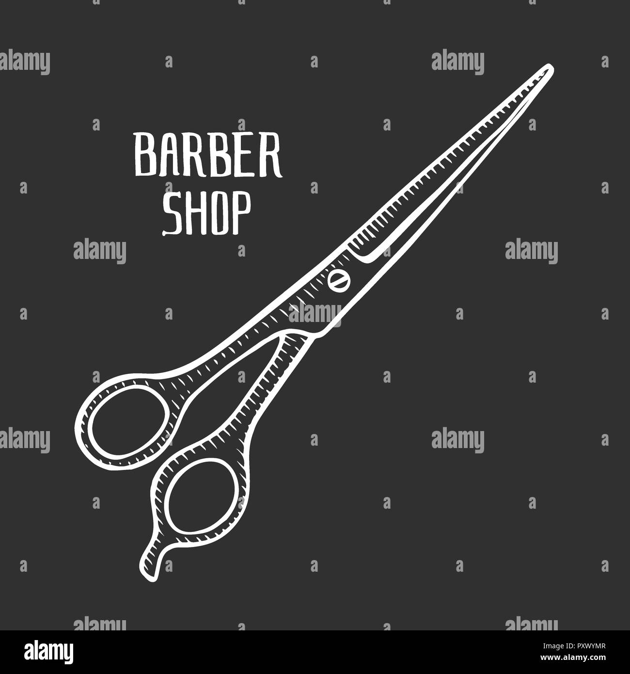 Cutting scissor. Doodle style. illustration. Hand drawn isolated on