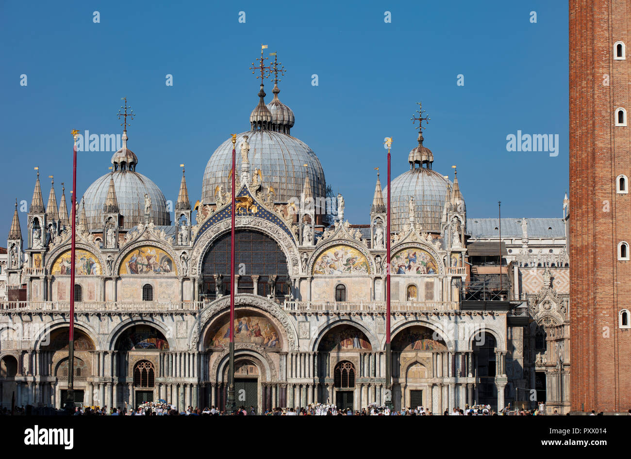 Facade of the basilica of St Marks in Piazza San Marco in Venice. Stock Photo