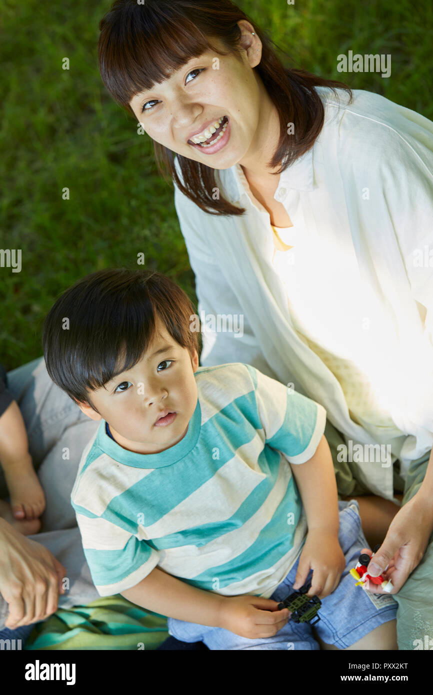 Japanese mother and son at the park Stock Photo - Alamy