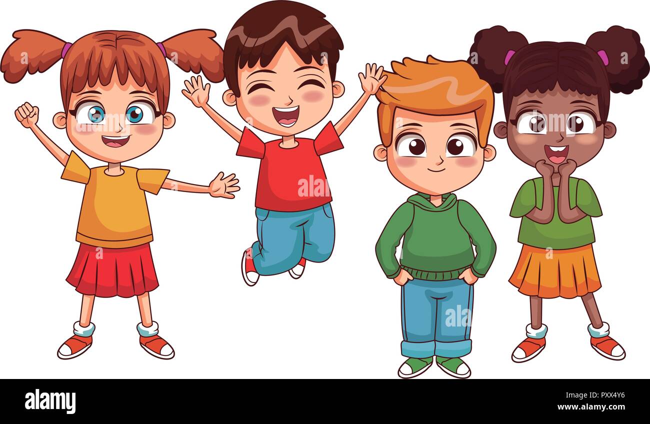 Happy kids cartoon Stock Vector Image & Art - Alamy