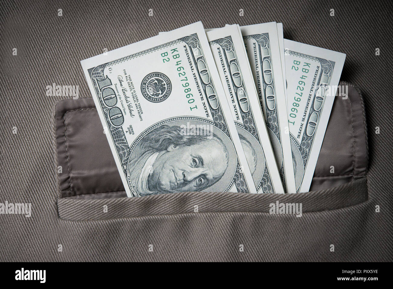 Dollar money in pocket Stock Photo