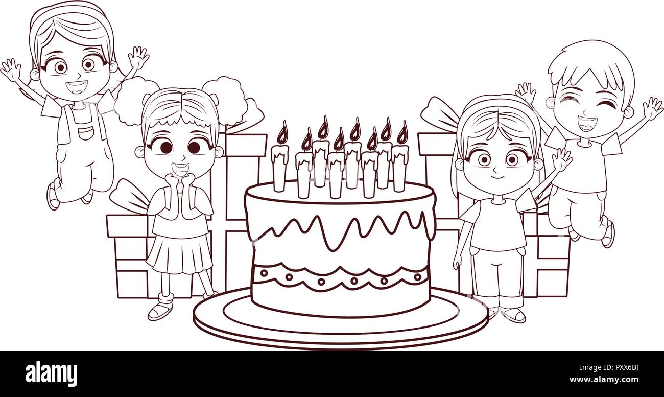 Birthday Party Kindergarten Children Kids Drawing Party Invitation With Boys  And Girls Sweets And Balloons Gifts And Presents Stock Illustration -  Download Image Now - iStock