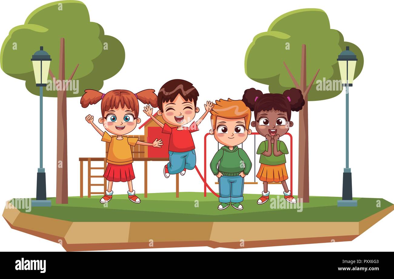 Happy kids at park Stock Vector Image & Art - Alamy