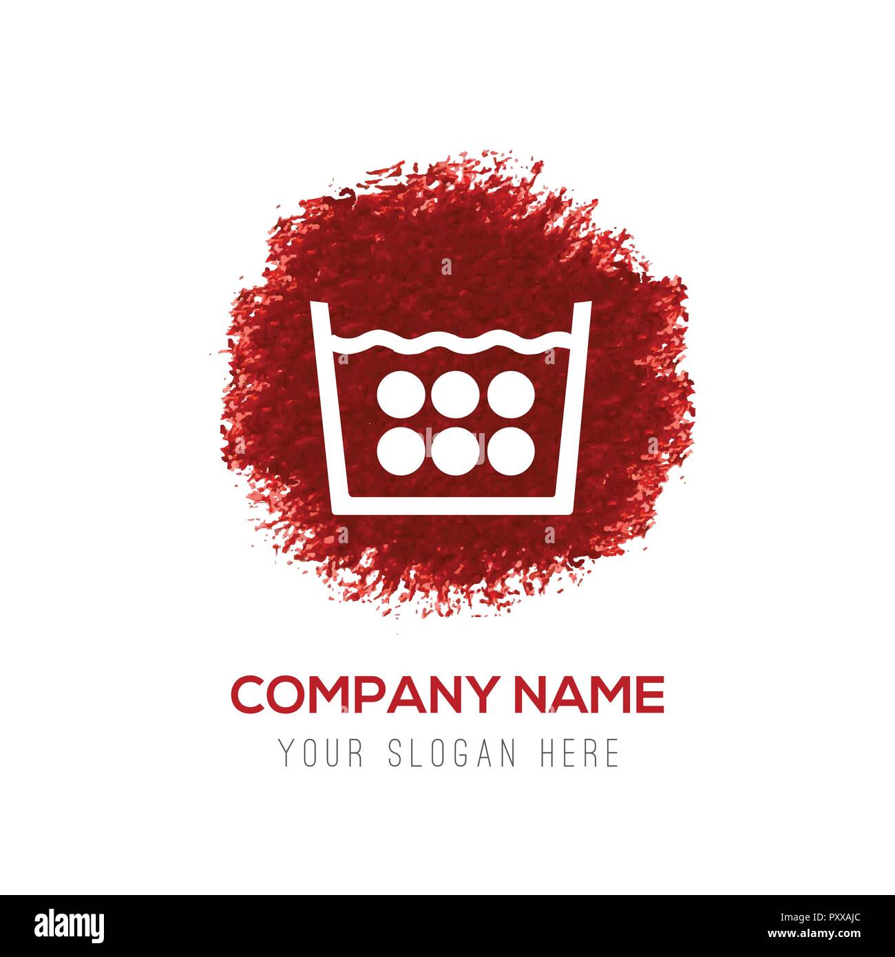 Laundry symbols icon Red WaterColor Circle Splash Stock Vector Image