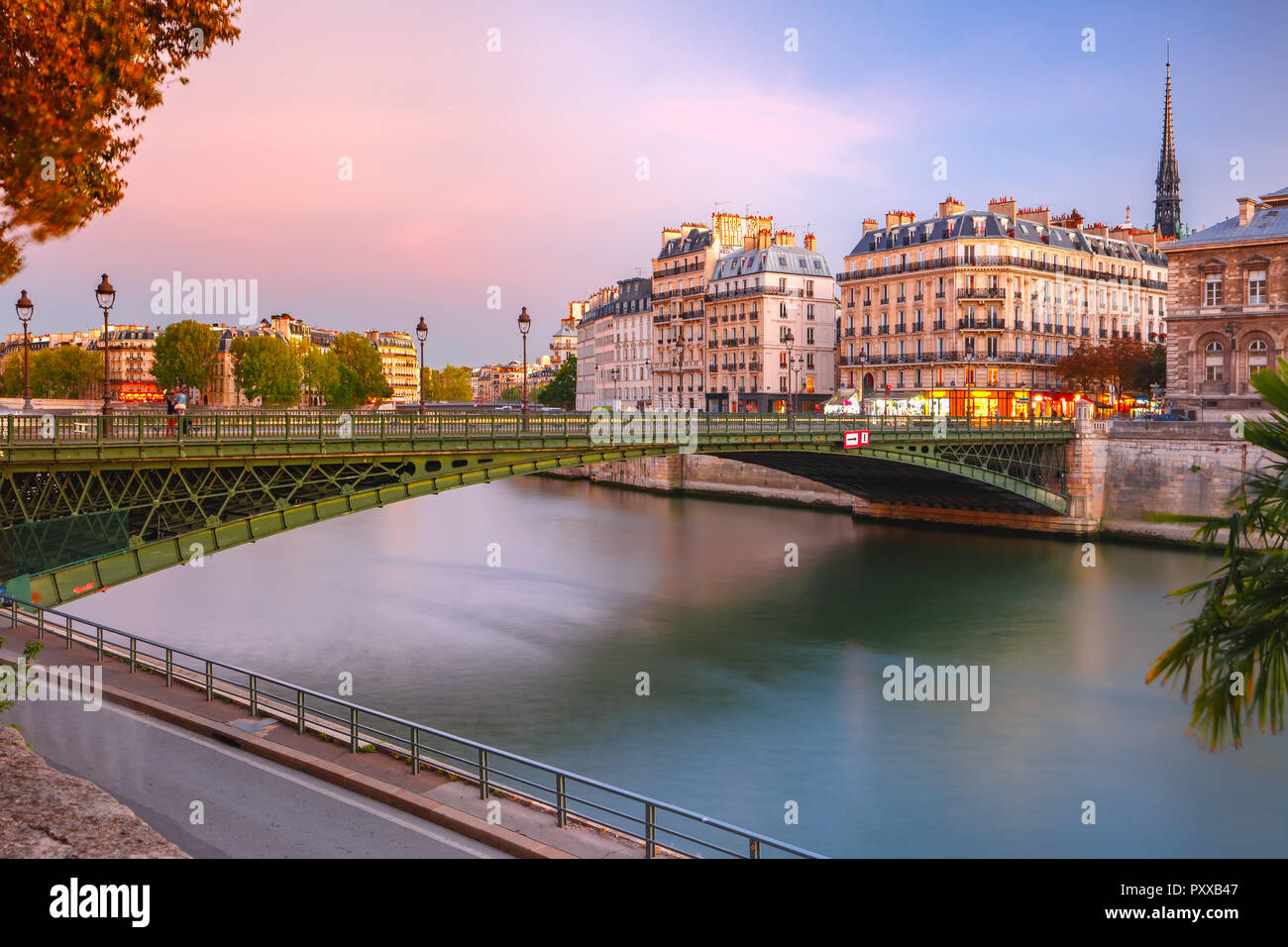 Night Ile de la Cite in Paris, France Stock Photo