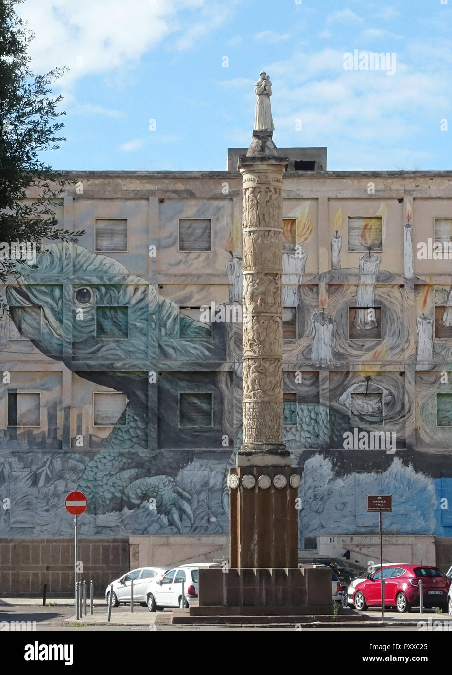 Roman monument a t the end of Corso Vittorio Emanuele II Sassari