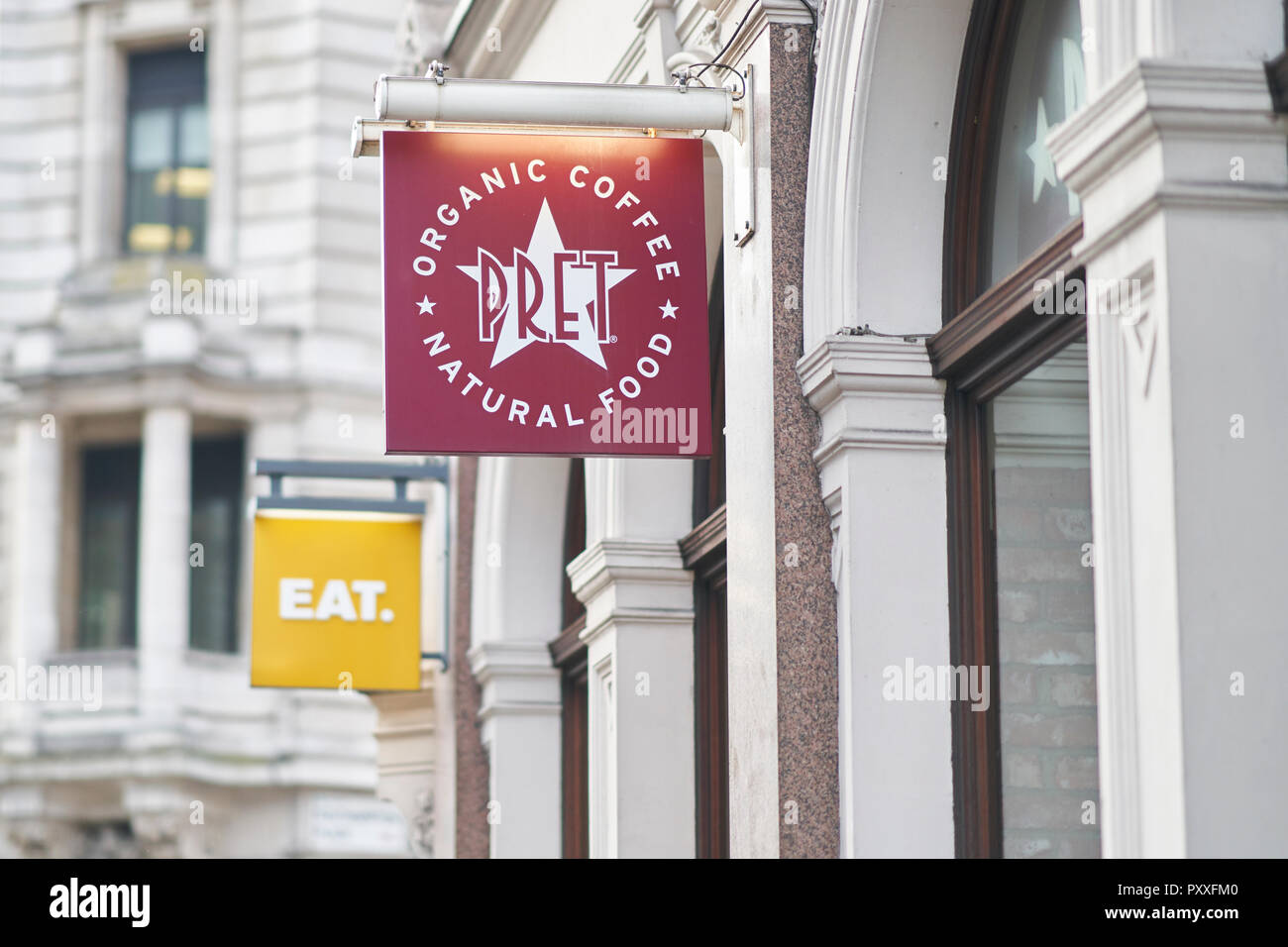 Pret and Eat Signs on the High Street Stock Photo