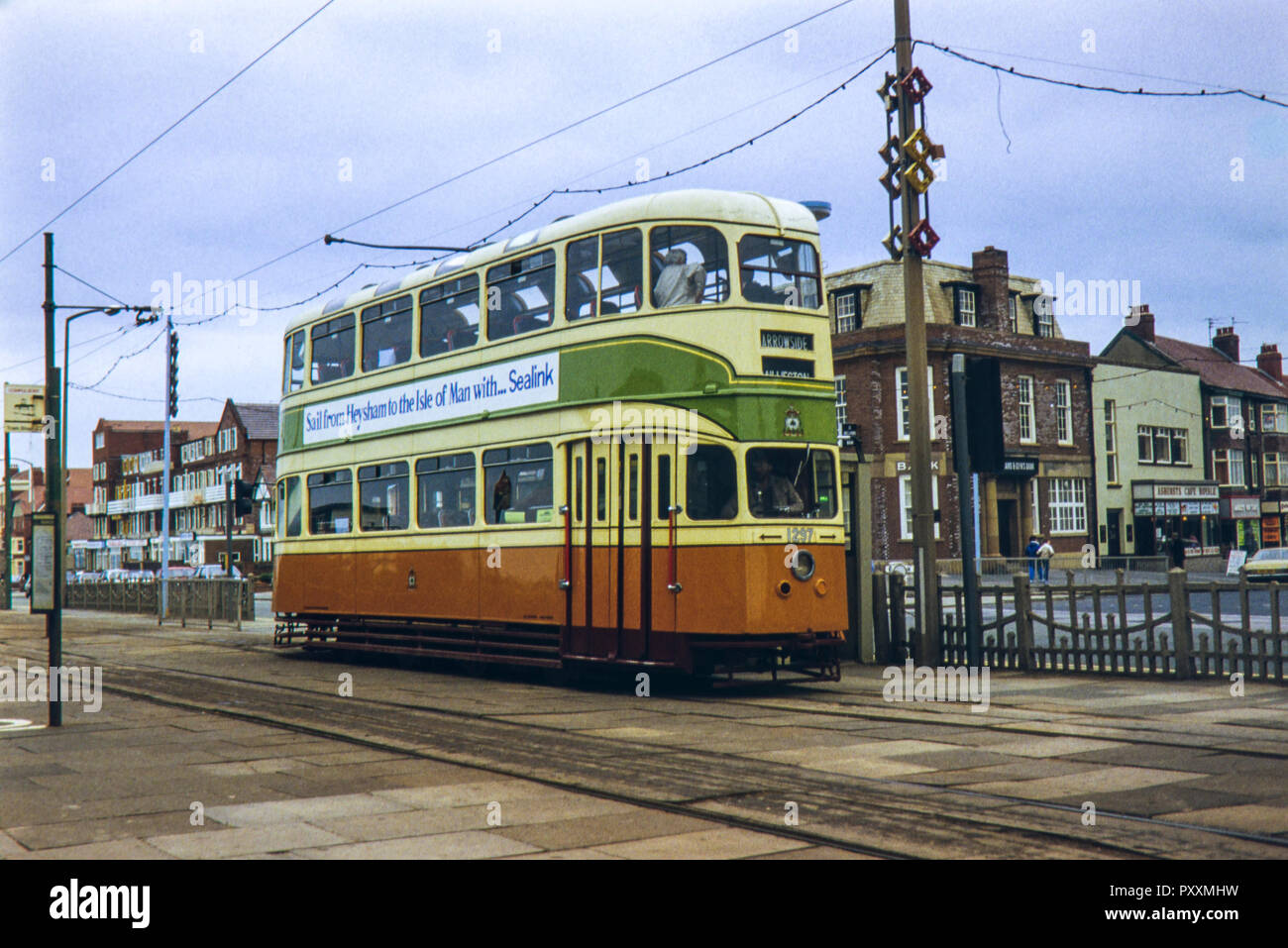 Glasgow tram being used by the Blackpool Tramways during the 1980s Stock Photo