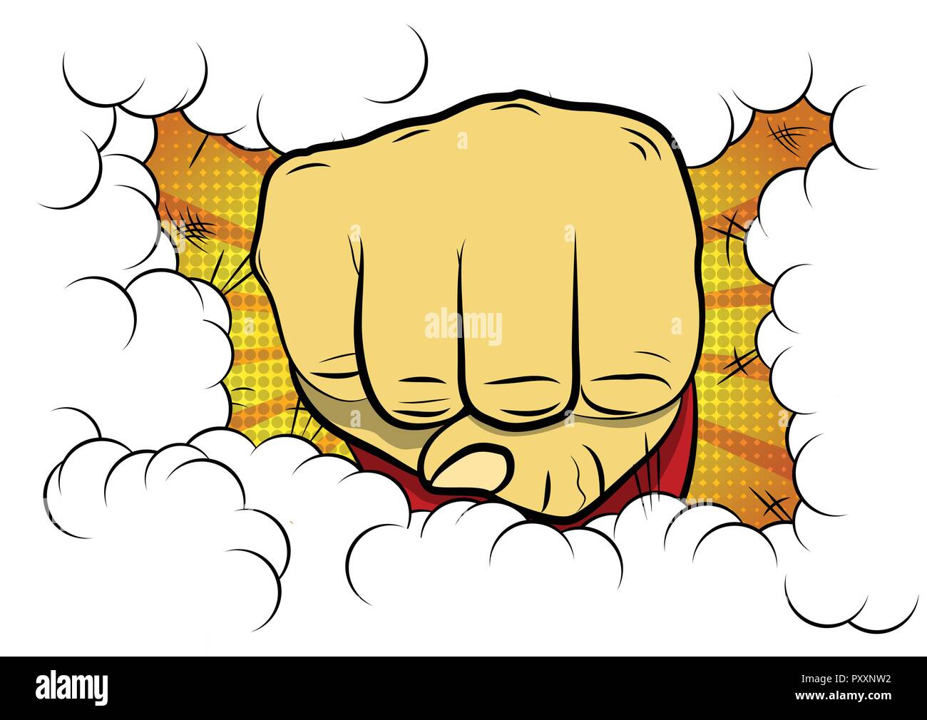 Vector illustrated comic book style cartoon clenched fist. Stock Vector