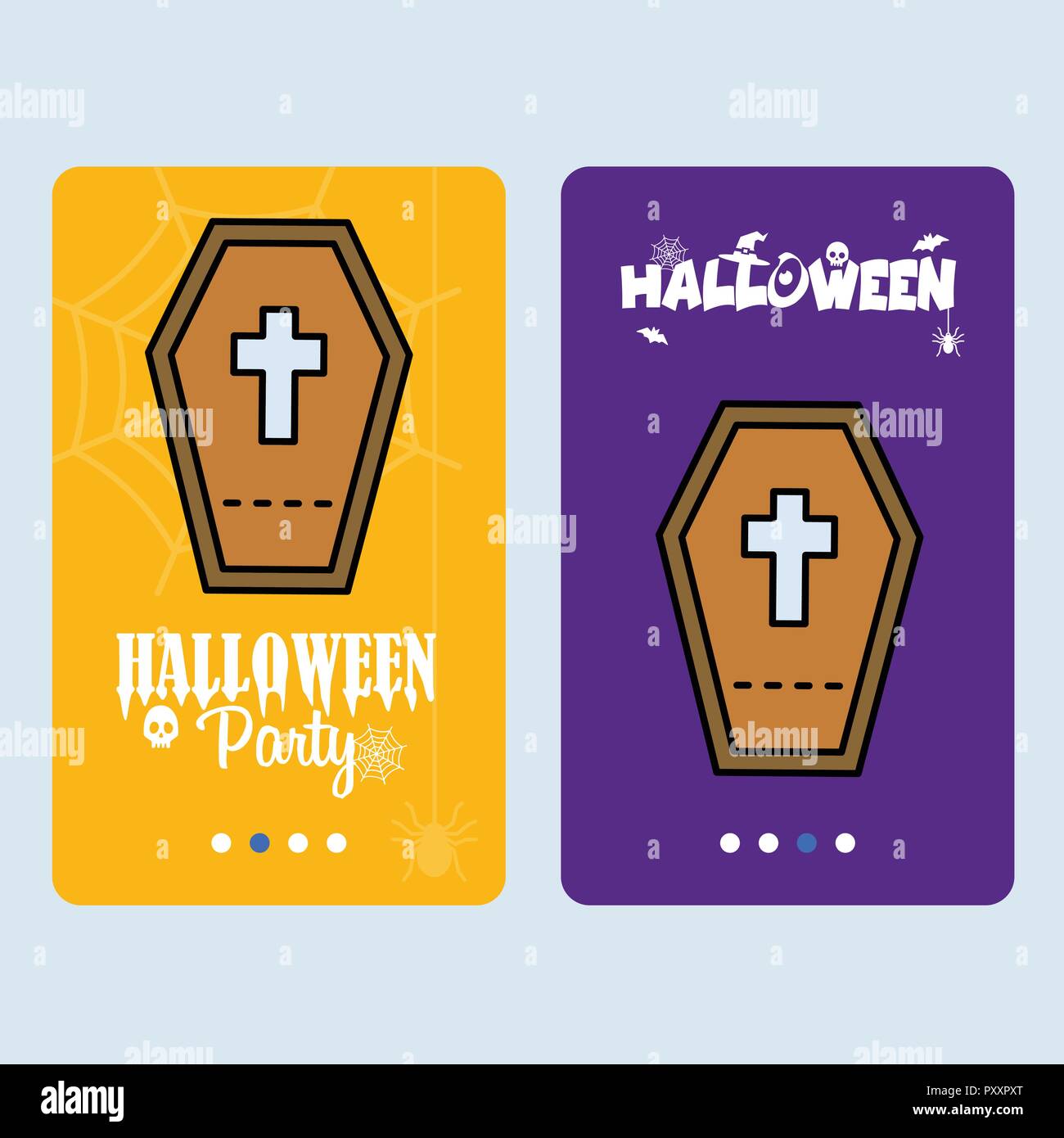 Happy Halloween invitation design with coffins vector Stock Vector ...