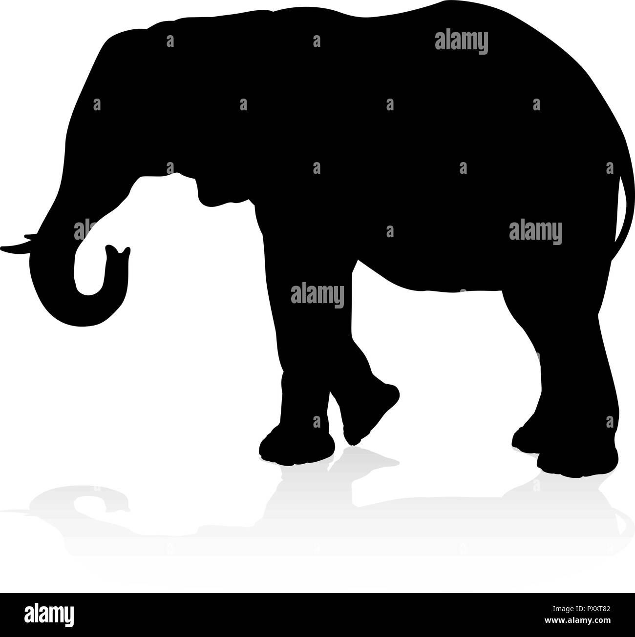 Elephant Safari Animal Silhouette Stock Vector