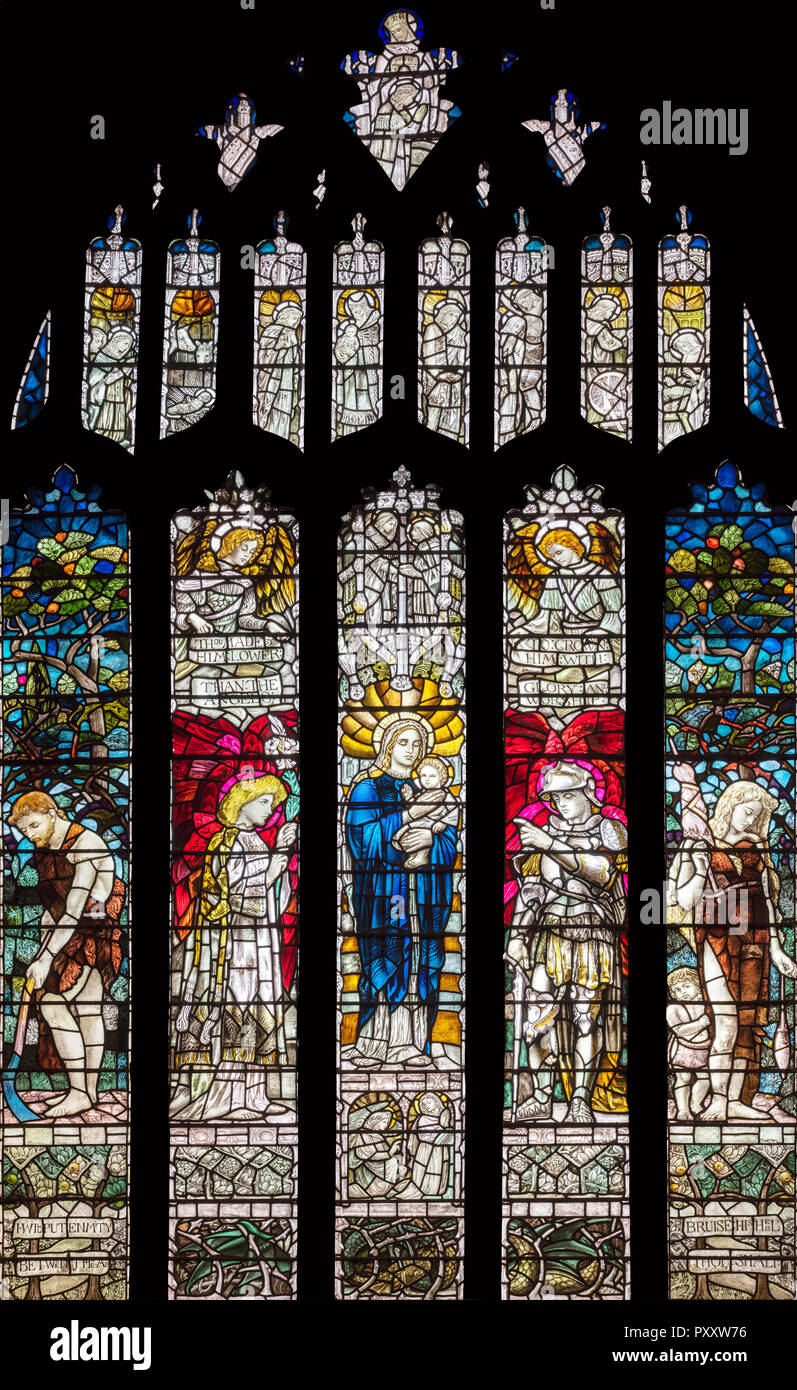 Christopher Whall's first stained glass window (1891) in St Mary's