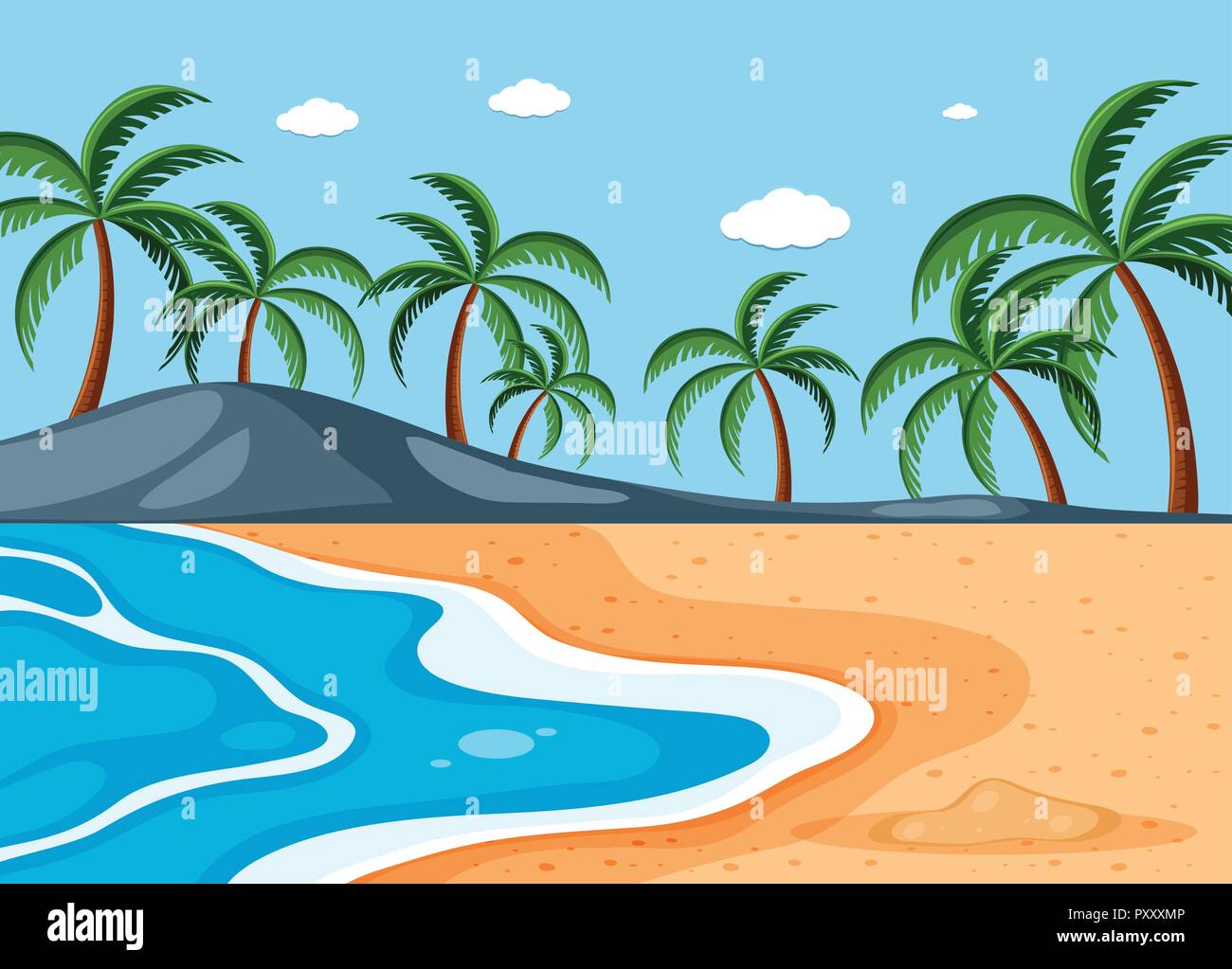 Background scene with trees and blue sky illustration Stock Vector ...