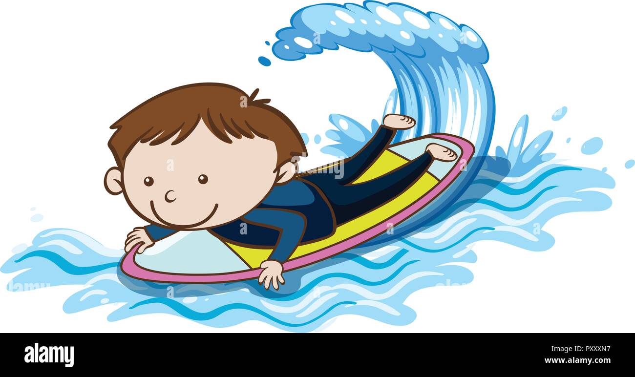 Surfer Boy on White Background illustration Stock Vector Image & Art ...