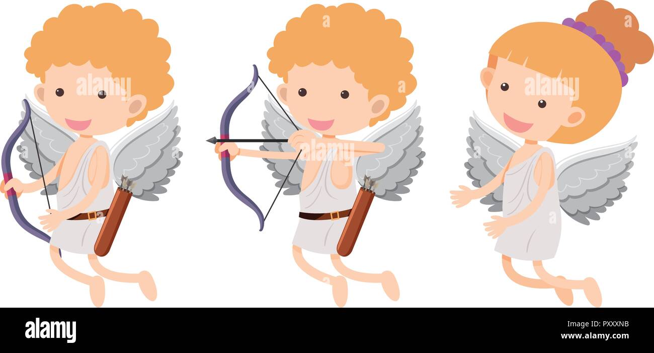 Cupids with bow and arrow illustration Stock Vector Image & Art Alamy