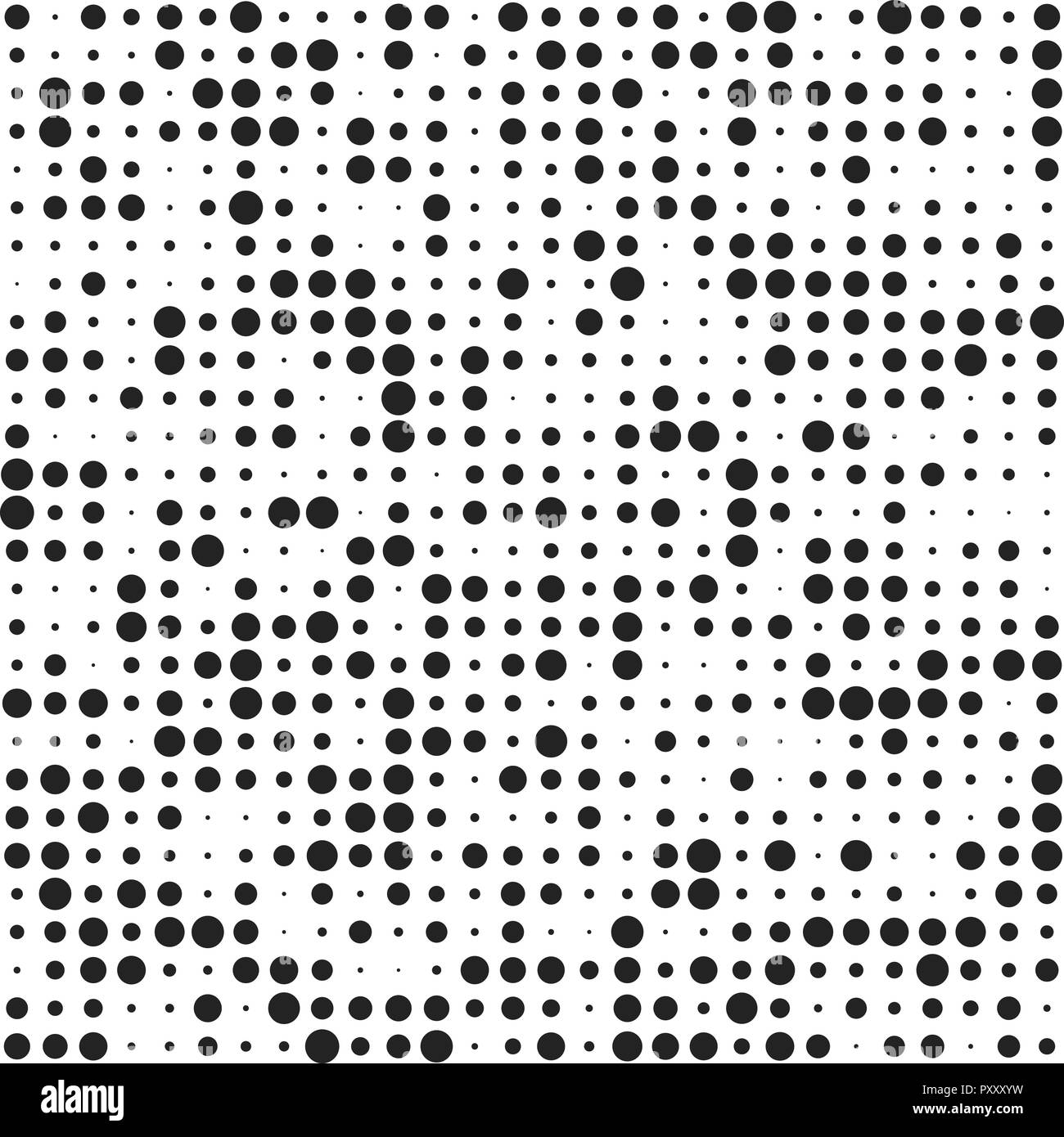 halftone effect seamless pattern with different size black dots ...