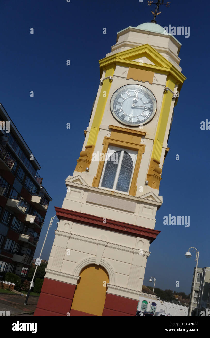 seafront clock tower at Bexhill on Sea celebrating Edward VII's