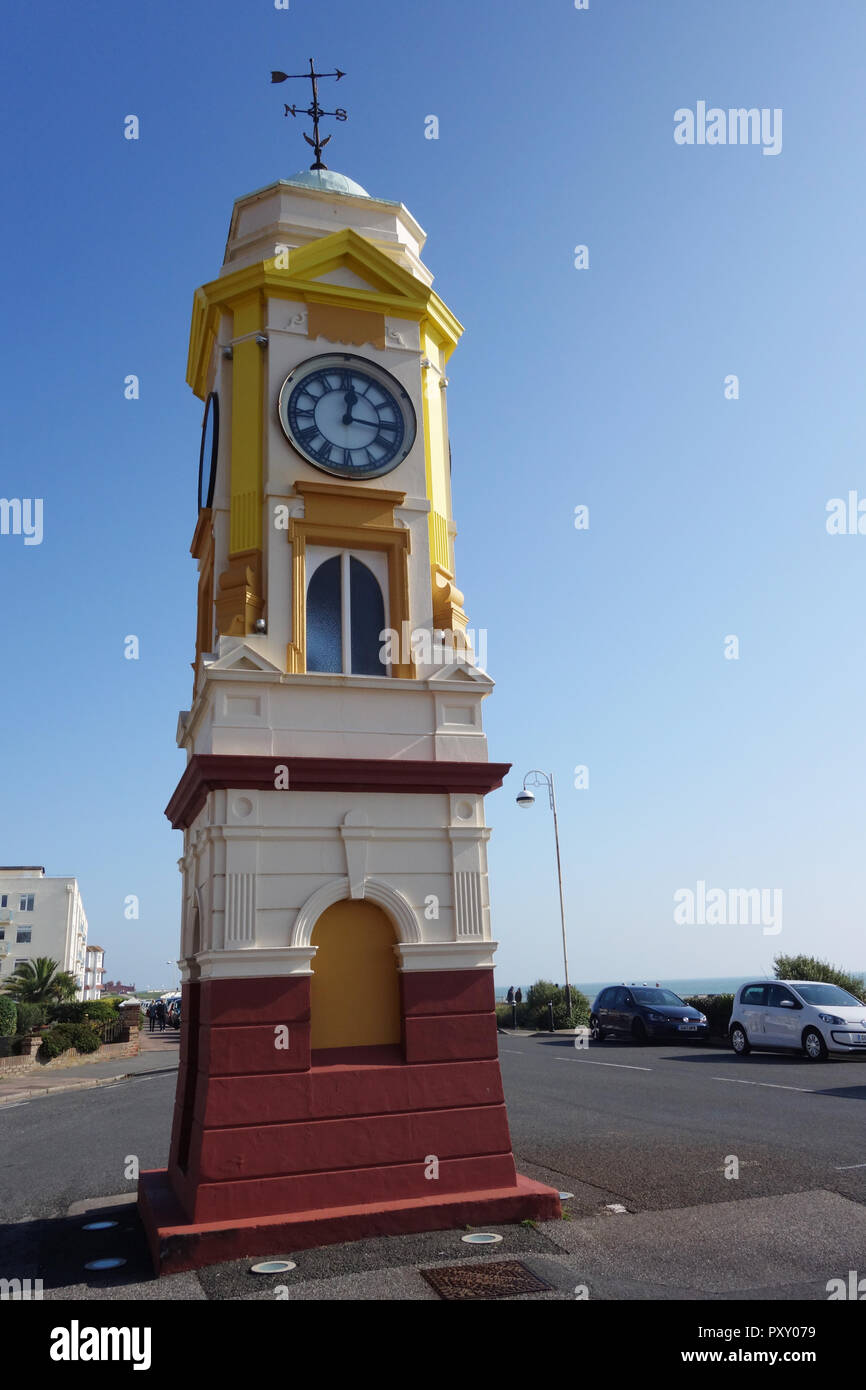 seafront clock tower at Bexhill on Sea celebrating Edward VII's