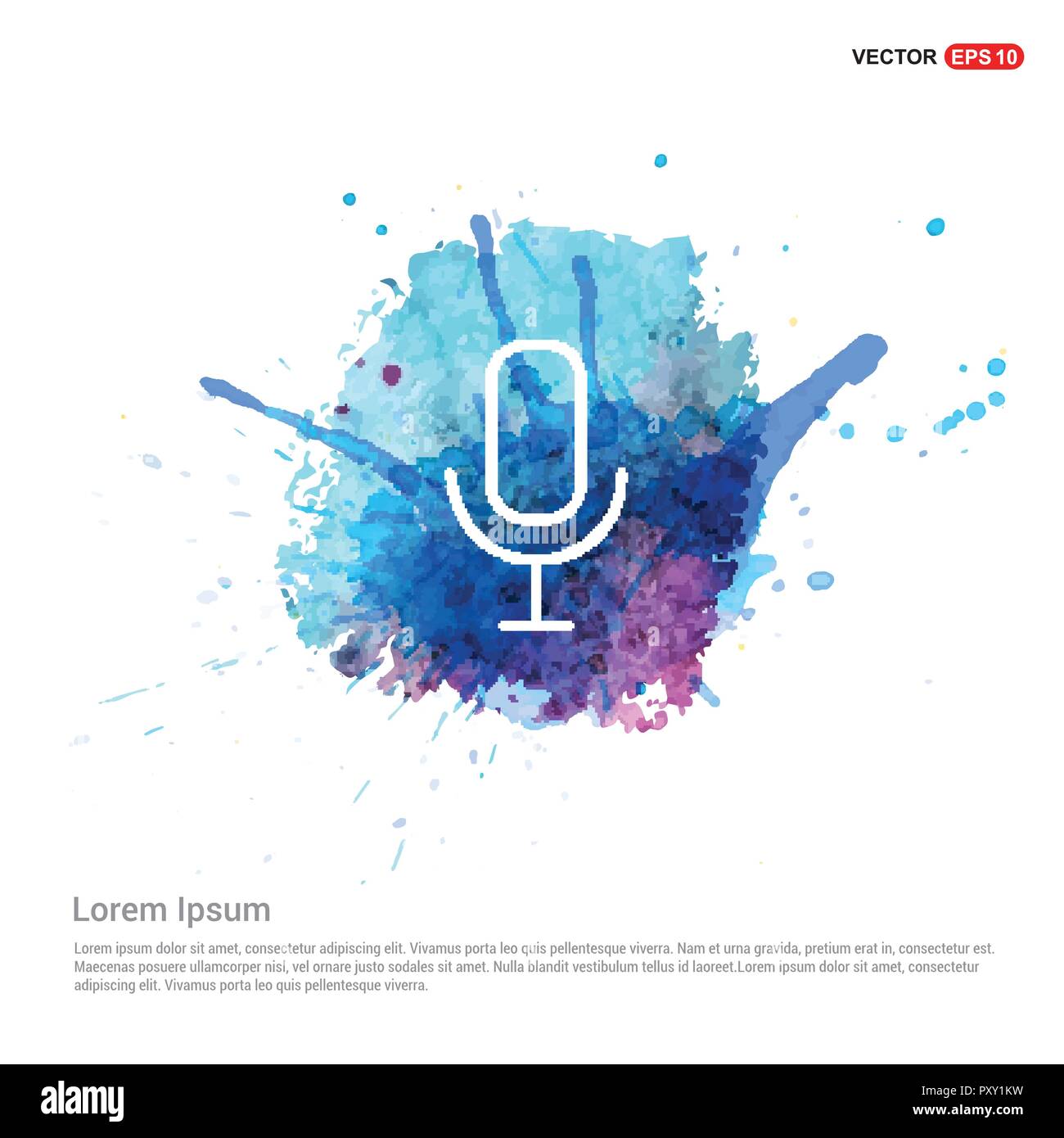 Microphone Icon - Watercolor Background Stock Vector Image &amp; Art - Alamy
