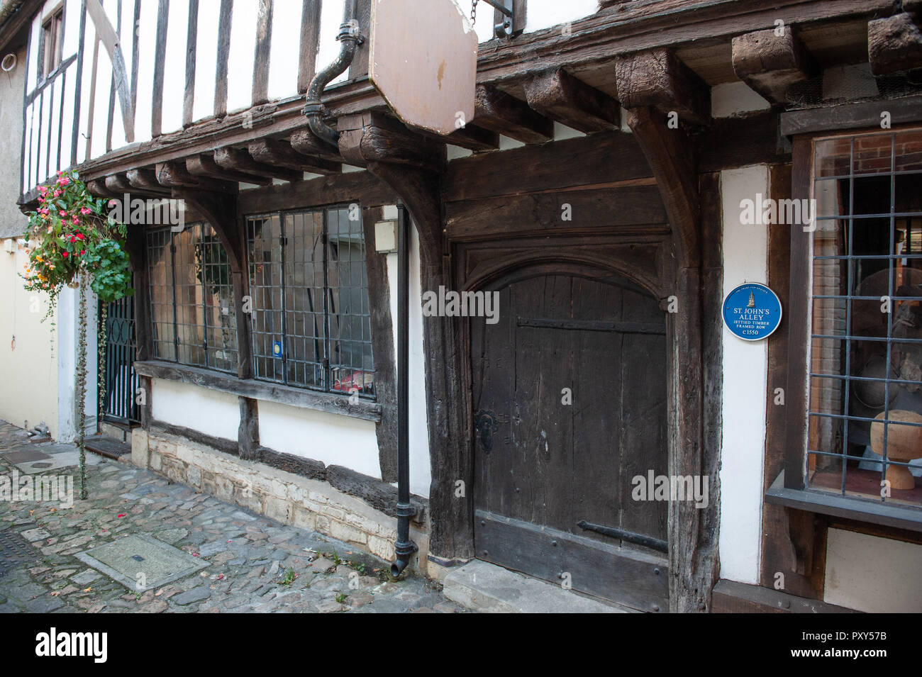15th Century buildings in St John's Alley, Devizes, Wiltshire, UK. Stock Photo