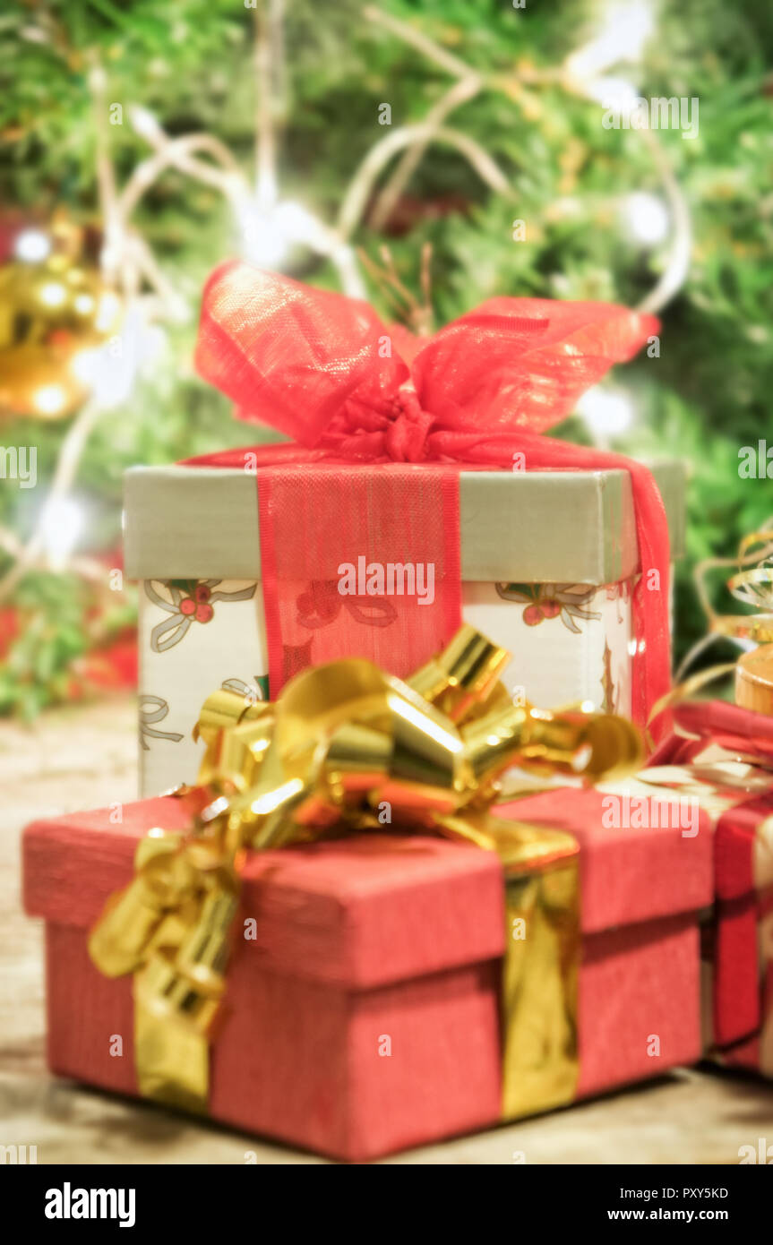 Christmas presents with copy space Stock Photo - Alamy