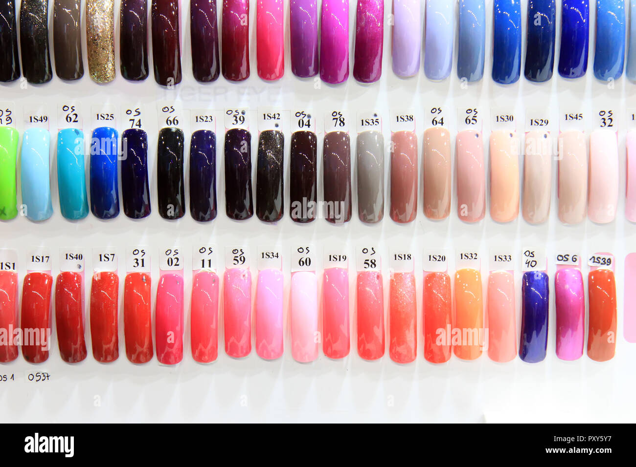 Nail lac color. Color palette of a nail lac Stock Photo Alamy