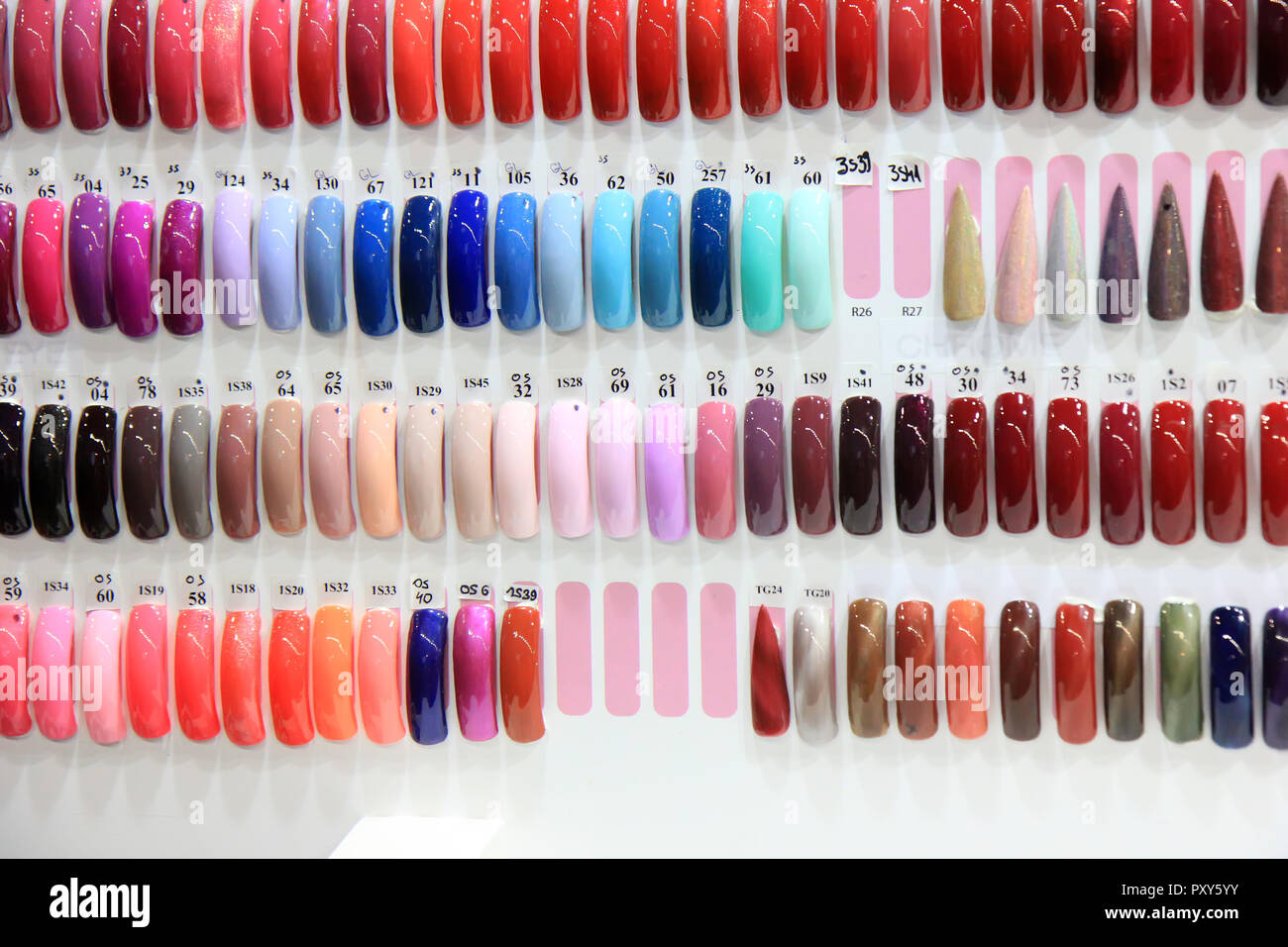 Nail lac color. Color palette of a nail lac Stock Photo - Alamy